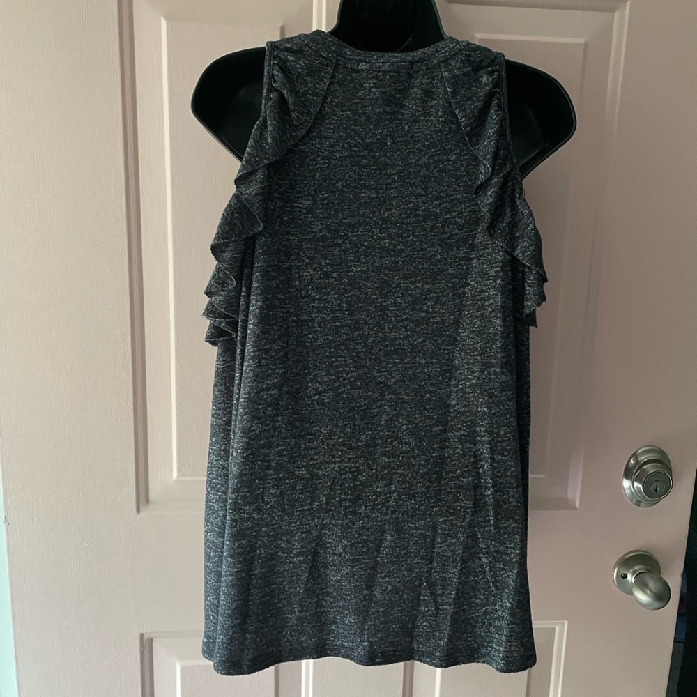 Jolt Dark Gray Cold Shoulder Ruffle Sweater - Soft Material- Size Small - Picture 8 of 10
